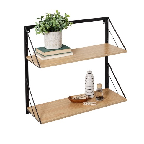 Lowestbest Floating Shelves, Storage Shelves for Bedroom, 2 Tiers