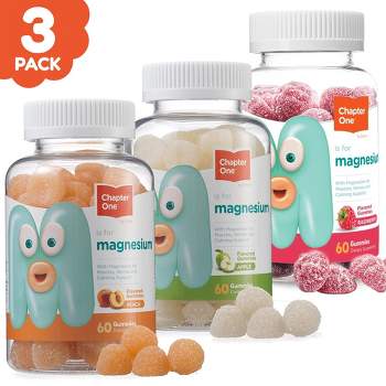 Chapter One by Zahler Multi-Pack of Great-Tasting Flavored Magnesium Gummies for Kids, 3 Flavors - Certified Kosher