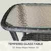 CAVINAS 21.7" Wicker Rattan Woven Patio Side Table,2-Tier Outdoor End Table with Glass Top for Garden,Poolside&Porch,Outdoor Furniture,Gray - 2 of 4