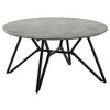 Travis Cement and Gunmetal Round Top Coffee Table ¨C Urban Industrial Elegance for Living Room - 3 of 4