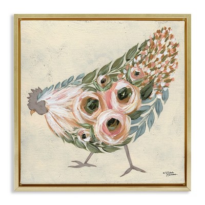 Stupell Industries Vintage Chicken with Floral Body, 18" x 18"