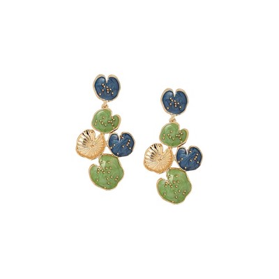 SOHI Women's Indigo Blue:Olive Green The Lilypad Drop Earrings