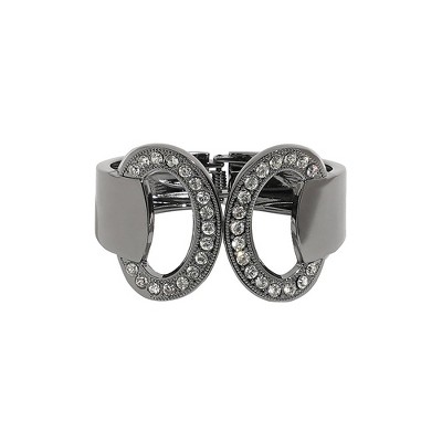SOHI Women's Dark Silver Embellished Circular Bracelet