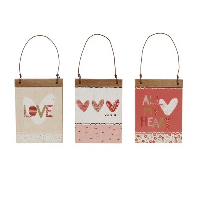 Transpac MDF/Metal Signs w/Wire Hanger Set of 3 Home Decorations Spring