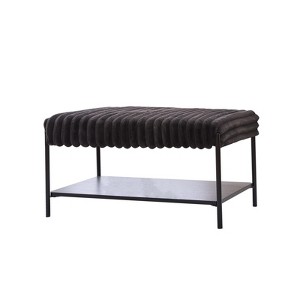 FONTOI 30.7" Upholstered Ottoman, Coffee Table Foot Rest with Wooden Open Storage Shelf for Living Room Entryway Hotel, Charcoal, 20.5"*17.7"*30.7" - 1 of 4
