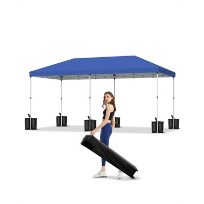 10x20 Instant Pop-Up Canopy - 1-Min Setup, UV Protection, Heavy Duty, 3 Height Adjustments w/6 Sandbags & Roller Bag for Camping, Beach, Parties