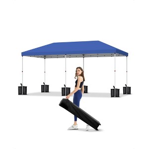 10x20 Instant Pop-Up Canopy - 1-Min Setup, UV Protection, Heavy Duty, 3 Height Adjustments w/6 Sandbags & Roller Bag for Camping, Beach, Parties - 1 of 4