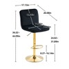 Modern Velvet Swivel Bar Stools With Backrest Footrest Set Of 2 Barstools Tall Chairs Counter Height Chairs black-gold legs - 2 of 4