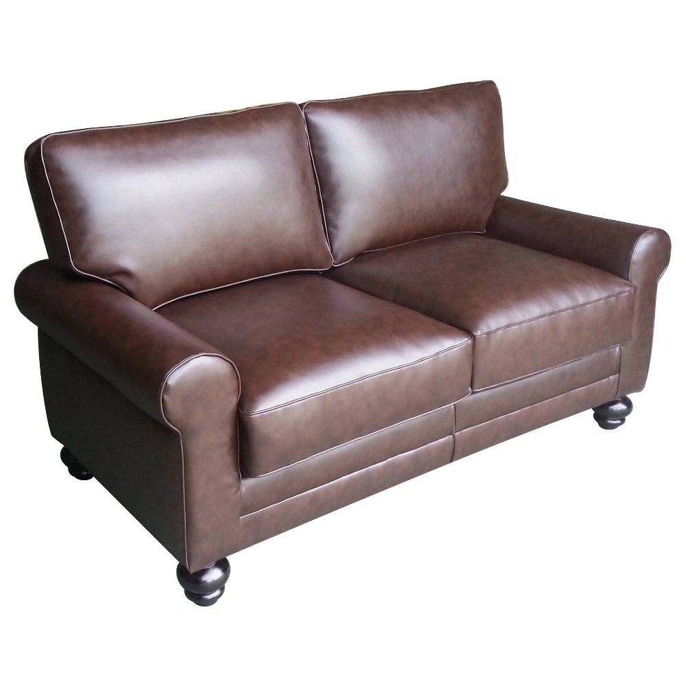 Photos - Sofa Serta 61" Copenhagen Loveseat Chestnut Brown - : Compact 2-Seater, Easy-Care Upholstery Chestnut Brow 