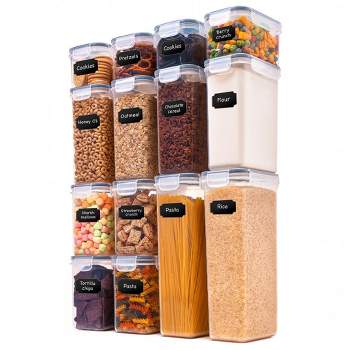 Cheer Collection Set of 7 Airtight Food Storage Containers - Heavy Duty  Pantry Organizer Bins, BPA Free Plastic Containers plus Dry Erase Marker  and Labels, Gray - Cheer Collection