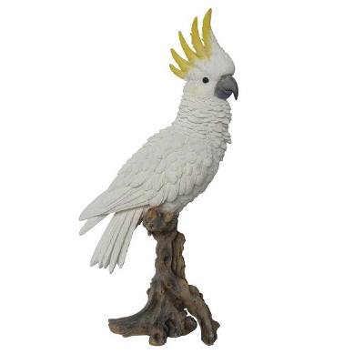 15" Polyresin Cockatoo on Branch Statue White - Hi-Line Gift