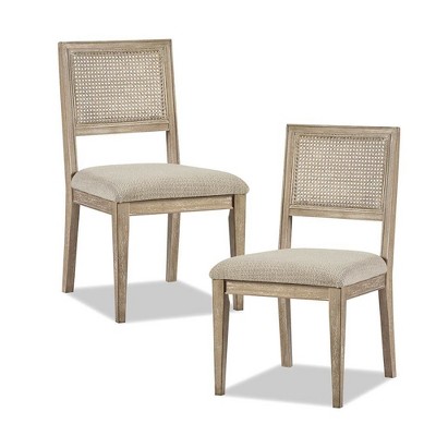 Starlight Canyon Home,Set of 2 Brown Dining Chairs with Cane Back and Upholstered Seat