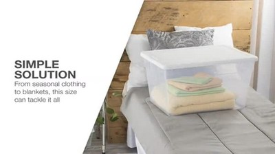 Clear Plastic Stackable Storage Box with White Lid, 14 in