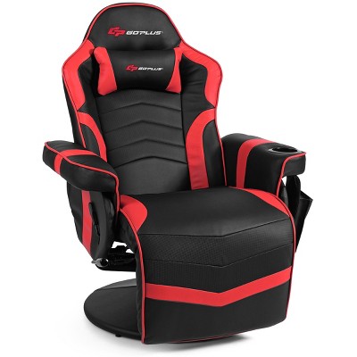 Costway Massage Gaming Recliner Reclining Racing Chair Swivel BlackGrayBlueRed Pink