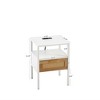 Rattan Nightstand, 15.75" Rattan End Table, Rattan Wood End Side Accent Table Nightstand w/Charging Station, Cane End Table w/Drawer&Solid Wood Legs W - 3 of 4