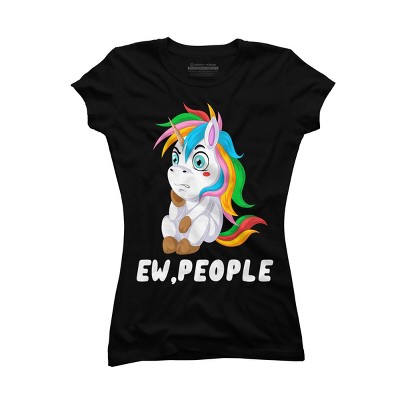 Junior's Design By Humans Ew, People Unhappy Unicorn By ZeusSE T-Shirt