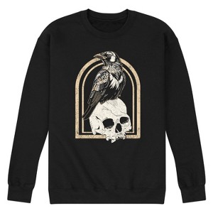 Men's - Instant Message - Raven On Skull Graphic Fleece Sweatshirt - 1 of 4