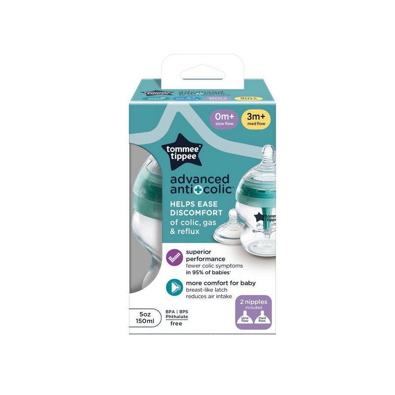 Tommee Tippee Advanced Anti-Colic Bottle with Slow and Medium Flow Nipples - 5oz, 5 of 6