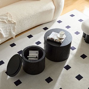 NicBex 2-Piece Modern Nesting End Table, Small Round Coffee Tables with Walnut Veneer, Living Room Side Table Set,  Rounded Edges Small Table - 1 of 4