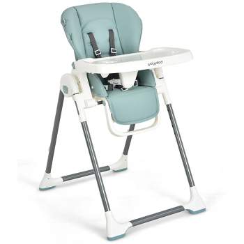 Babyjoy Foldable Baby High Chair w/ Double Removable Trays & Book Holder Green\Beige