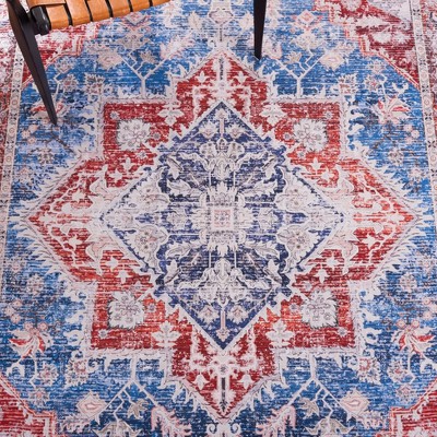 Elegant Blue Synthetic 8' x 10' Hand-Knotted Easy-Care Area Rug