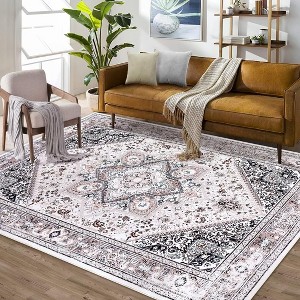 Coucheta Vintage Area Rug Washable Non-Slip Foldable Distressed Print Carpet for Kitchen Bathroom Entryway, Multi-Color & Size - 1 of 4