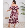 Women Plus Size Off Shoulder Maxi Dress Ruffle Flowy Summer Casual Boho Long Dresses - 4 of 4