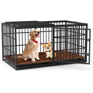 Assark 61" Heavy Duty Dog Crate, XXXL Steel Escape Proof Kennel with Double Doors & Removable Tray - 1 of 4