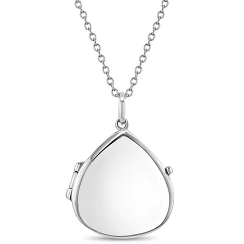 Girls' Pear Shaped Photo Sterling Silver Locket Necklace - In