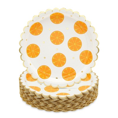 Sparkle and Bash 48 Pack Fruit Plates for Birthday Party, Summer Tutti Frutti Decorations (9 In)