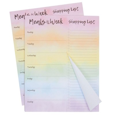 Paper Junkie 2 Pack Rainbow Magnetic Grocery Shopping To Do List Notepads for Fridge, 7x9 in