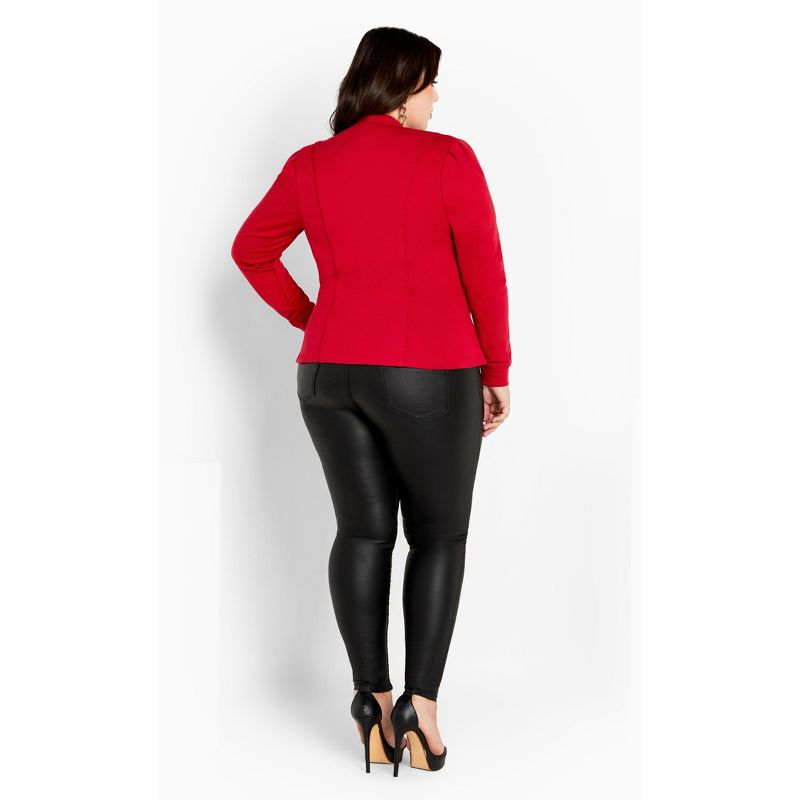 Women's Plus Size Piping Praise Jacket - cherry | CITY CHIC, 4 of 8