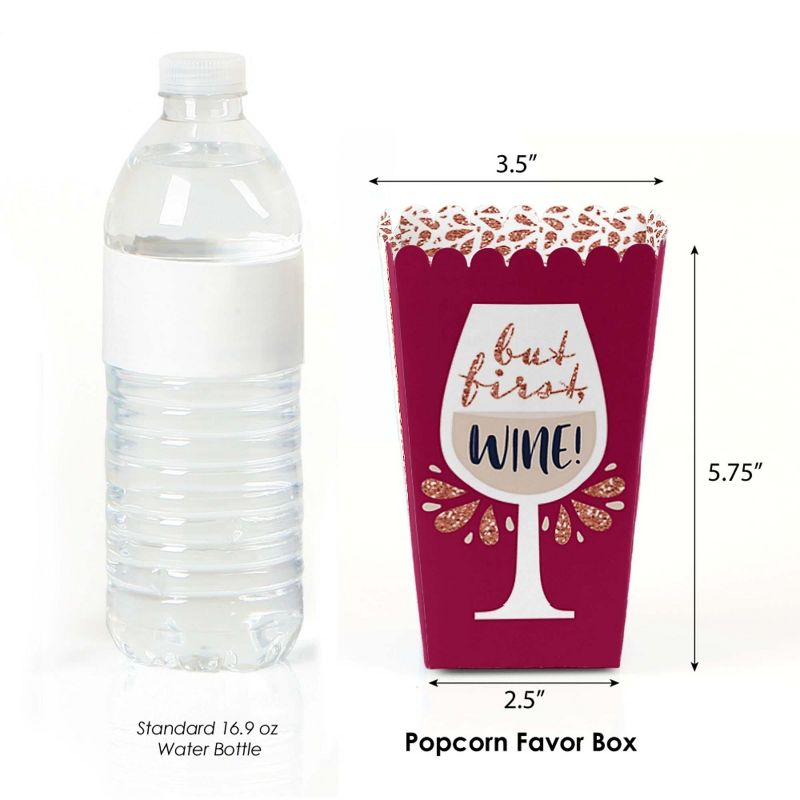 Big Dot of Happiness But First, Wine - Wine Tasting Party Favor Popcorn Treat Boxes - Set of 12, 2 of 5