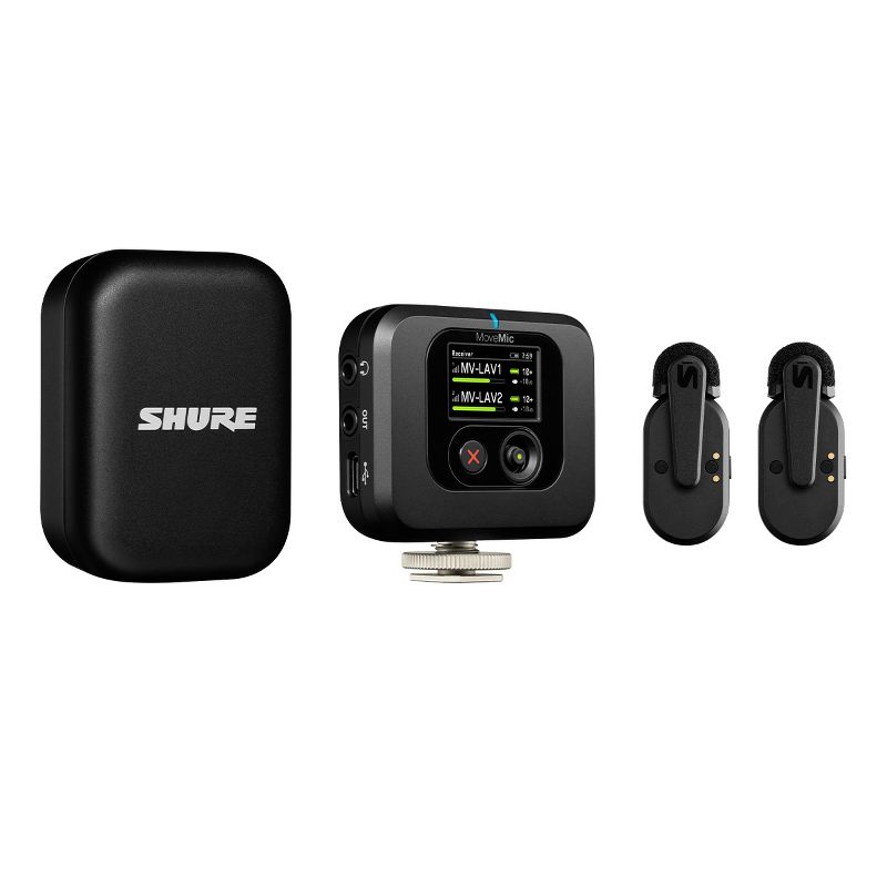 Shure MoveMic Two Receiver Kit with 2 Direct to Phone Wireless Lavalier Microphones & Receiver, 1 of 13