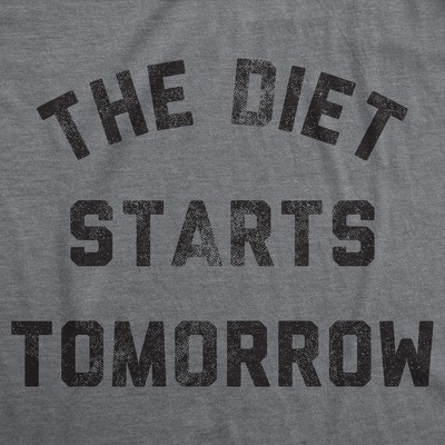 Мужские футболки Crazy Dog T-Shirts, Inc. Mens Funny T Shirts The Diet Starts Tomorrow Sarcastic Food Novelty Tee for Men - Crazy Dog Men's T Shirt For Foodies Dark Grey XL — фото 2