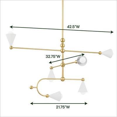 Hikari Aged Brass and Soft White 6-Light Sputnik Chandelier