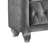 Royal Hampton Nightstand, 26 Inch, 2 Drawers, Button Tufted Gray Fabric - 4 of 4