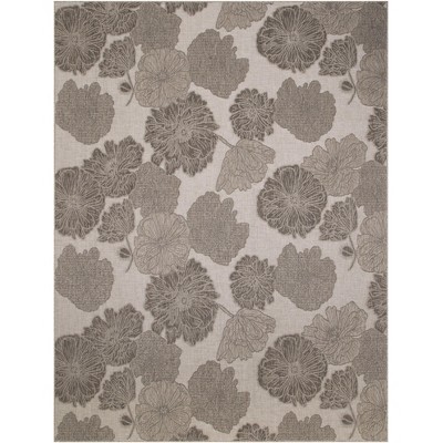 Natural Floral Flatweave Synthetic Indoor Outdoor Rug 8' x 10'