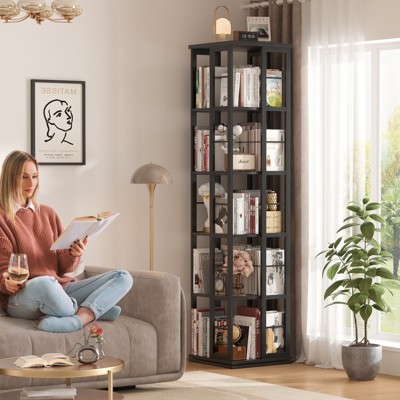 Aheaplus Rotating Bookshelf, Frerstanding Corner Bookcase
