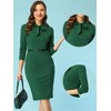Allegra K Women's Front Tie Neck 3/4 Sleeve Work Bodycon Dress - 2 of 4