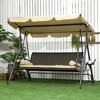 Outsunny 3-Seat Porch Swing with Canopy, Outdoor Swing Chair with Removable Cushion, Pillows, Adjustable Shade, and Rattan Seat - image 3 of 4