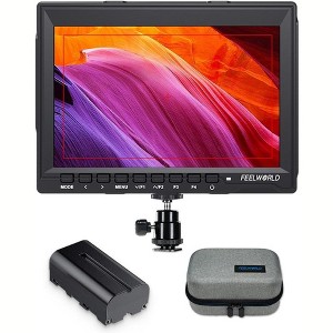 FEELWORLD S55 V3 6 Inch DSLR Camera Field Monitor Bundle - FHD IPS Screen, 4K HDMI in/Out, Tilt Arm, Power Output, Battery & Carry Case Included - 1 of 1