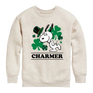 Boys' - Peanuts - Snoopy Charmer Graphic Long Sleeve Fleece Sweatshirt - 1 of 4