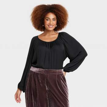 Women's Long Sleeve Satin Button-down Shirt - Ava & Viv™ : Target