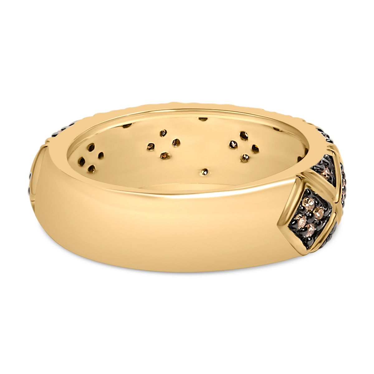 Haus of Brilliance 10K Yellow Gold Plated .925 Sterling Silver 3/8 Cttw Champagne Diamond Geometric Band Ring - thumbnail 2