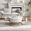 MDF, Metal, and Plastic Round Modern Coffee Table with Drawers, Sturdy Construction, and Easy Assembly - 3 of 4