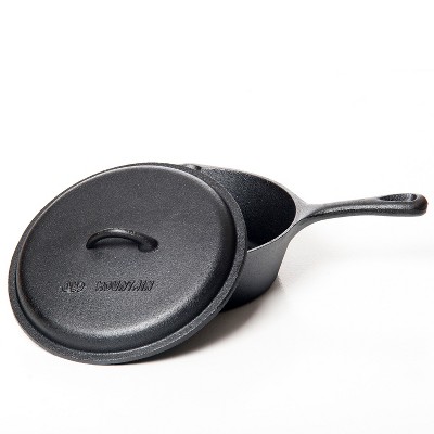 Old Mountain Pre-Seasoned Cast Iron 3 Quart Covered Deep Fry Skillet