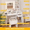 Vanity Desk with LED Mirror & Stool, Makeup Dressing Table with Drawers, Cabinet & Power Outlet, 3 Light Modes, Hairdryer Holder for Bedroom - 2 of 4