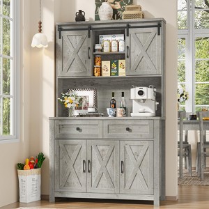 67.7"H Pantry Storage Cabinet with Sliding Barn Doors & Adjustable Shelf, Sideboard Buffet Cabinet - 1 of 4