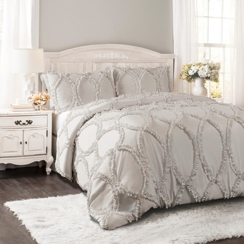 Avon 3 Piece Comforter Set - Queen / White